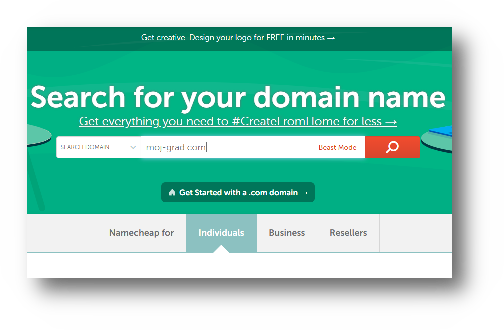 Registracija internacionalnog domena .com inicijalna provjera dostupnosti domena